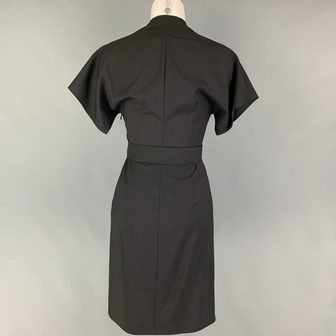 GIVENCHY Size 6 Black Virgin Wool Short Sleeve Dress