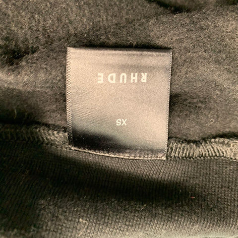 RHUDE Size XS Black White Graphic Cotton Crew-Neck Sweatshirt