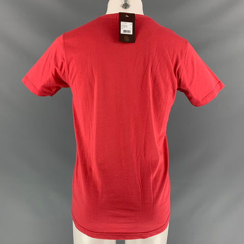 ROBERTO CAVALLI Size M Red, Black & white Graphic Cotton Short Sleeve Shirt