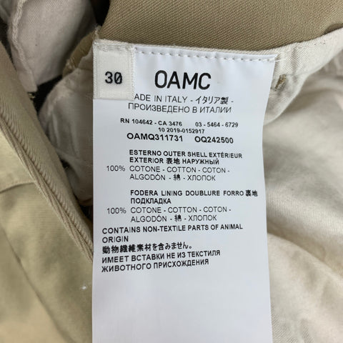 OAMC Taille 30 Pantalon droit taille haute en coton kaki