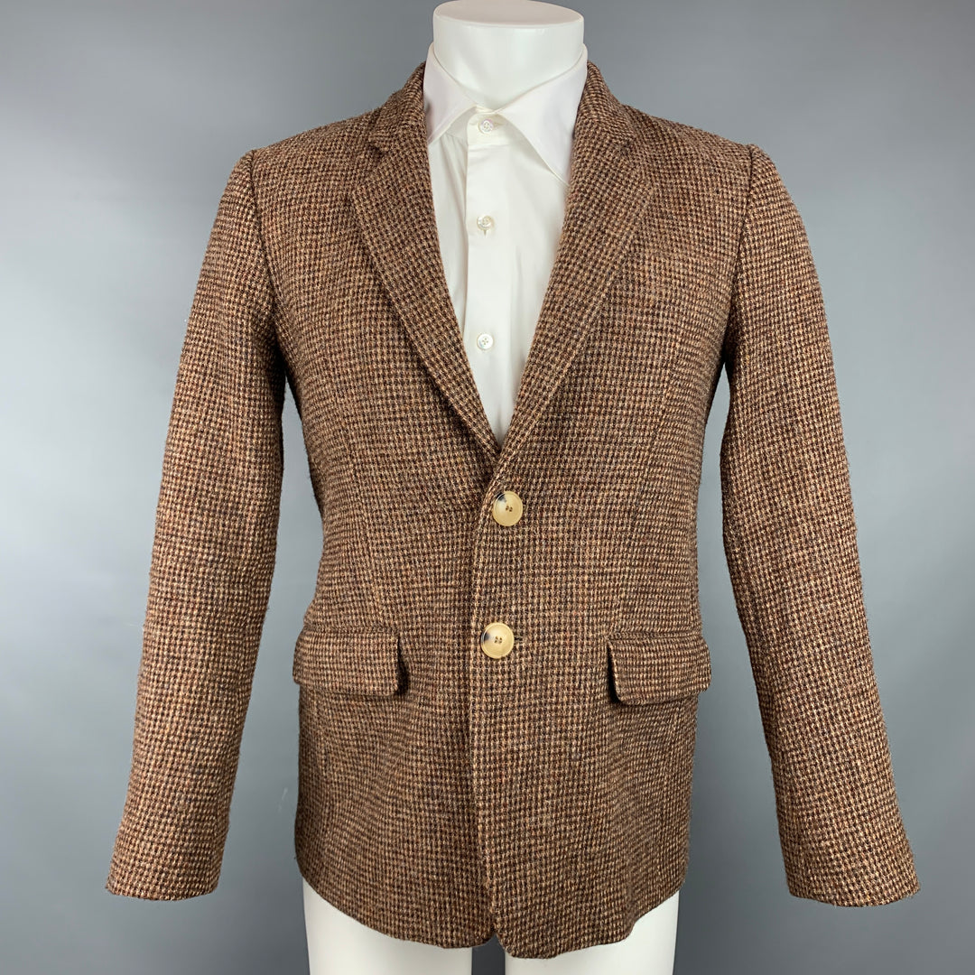 Manteau de sport à revers cranté en laine tweed marron taille XS APC