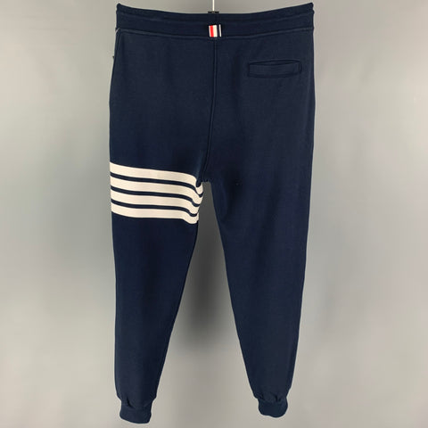 THOM BROWNE Size L Navy White Stripe Cotton Sweatpants Casual Pants