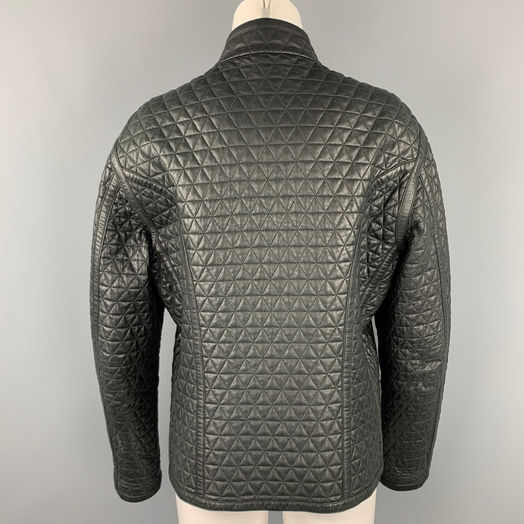 EMPORIO ARMANI Size M Black Leather Reversible Jacket