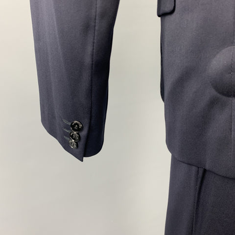 EMPORIO ARMANI 42 Regular Navy Wool Blend Peak Lapel Suit
