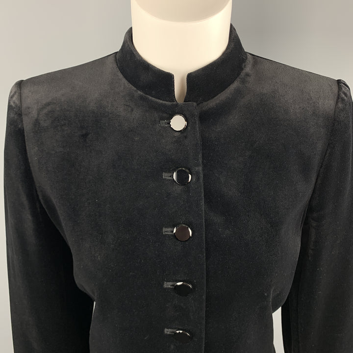 YVES SAINT LAURENT Vintage Size 6 Black Velvet Band Collar Jacket
