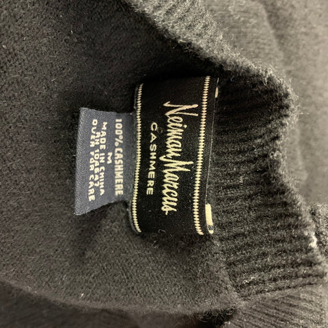 NEIMAN MARCUS Jersey de punto de cachemira con cuello en V, color negro, talla M