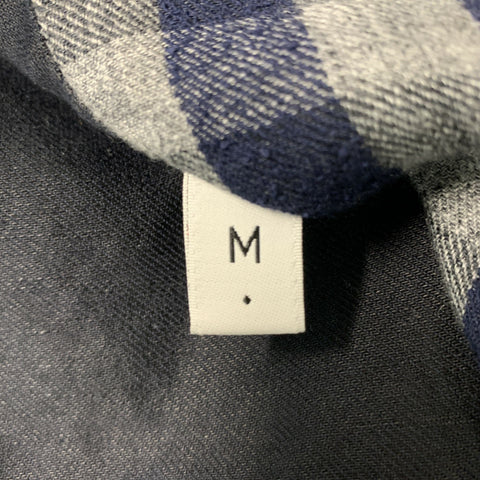 HOMECORE Size M Navy &  Gray Checkered Linen Blend Long Sleeve Shirt