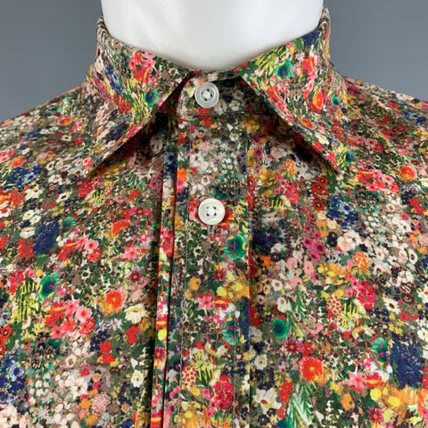 TRES BIEN Size S Multi-Color Floral Cotton Button Up Long Sleeve Shirt