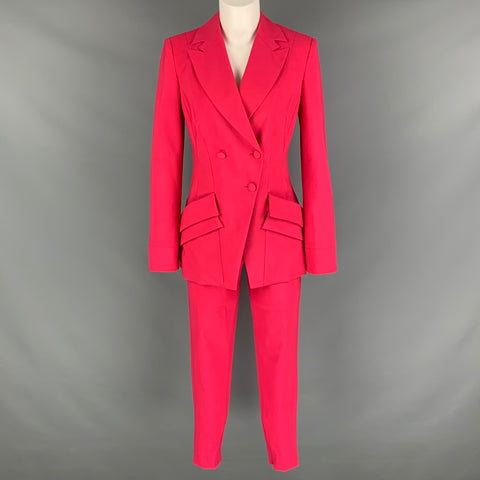 LA PERLA Traje Pantalón Cruzado Elastano Lana Rosa Fucsia Talla 4