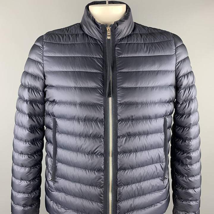 MONCLER Size XL Navy Quilted Goose Down High Neck Puffer Jacket