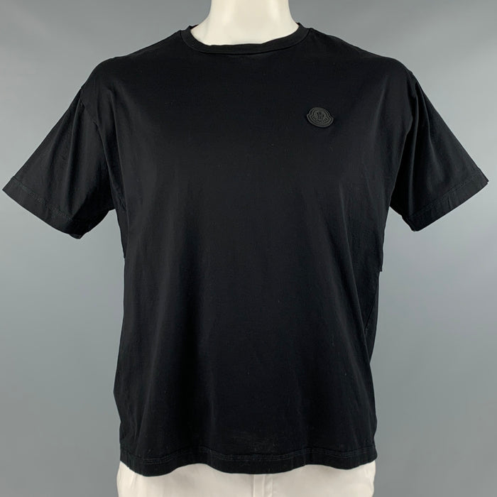 MONCLER Size XL Black Cotton Short Sleeve T-shirt