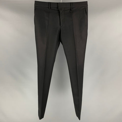 LOUIS VUITTON Size 36 Black Solid Wool Blend Zip Fly Dress Pants