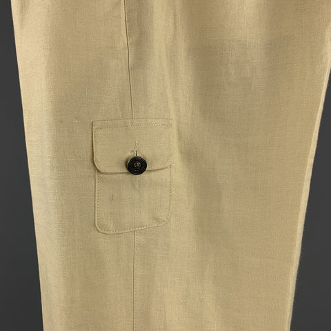 Vintage VERSUS by GIANNI VERSACE Size 36 Cream Linen Medusa Buttons Zip Fly Casual Pants