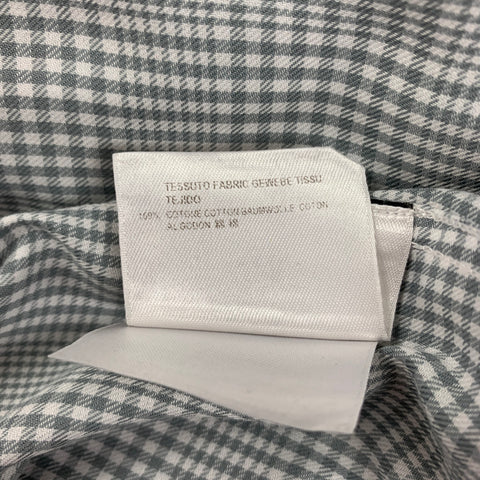 GUCCI Size S Grey White Plaid Cotton Button Up Long Sleeve Shirt