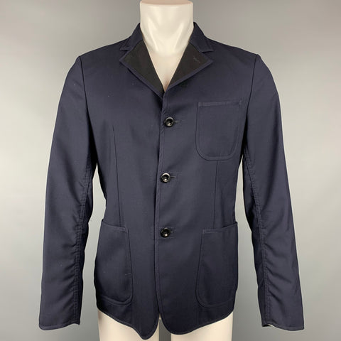 JUNYA WATANABE Size S Navy Wool Notch Lapel Sport Coat