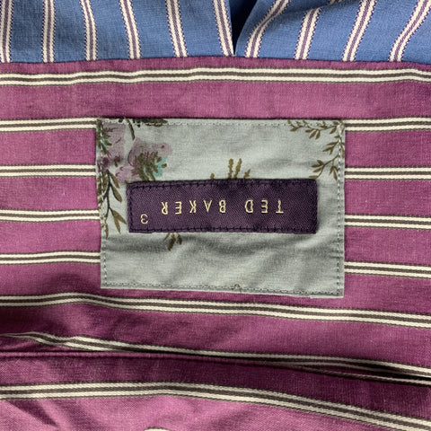 TED BAKER Size M Blue Stripe Cotton Button Up Long Sleeve Shirt