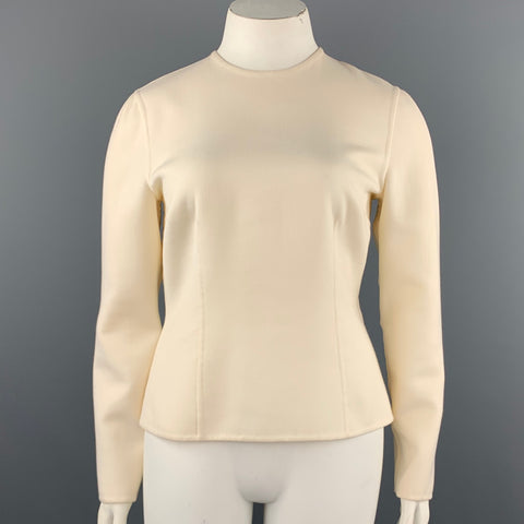 ESME VIE Size 12 Cream Wool Crew-Neck Long Sleeve Pullover