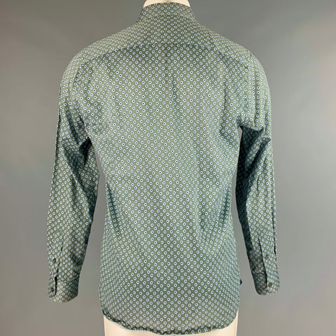 TED BAKER Size M Green Blue White Floral Cotton Elastane Long Sleeve Shirt
