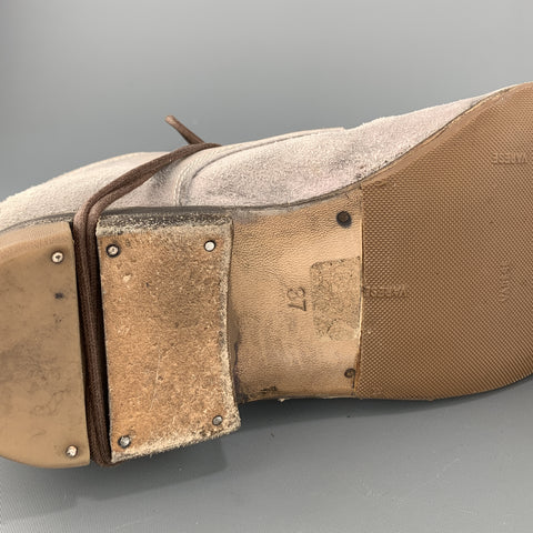 LAYER-O Talla 7 Zapatos brogue de encaje de cuero desgastado gris