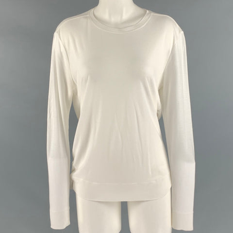 HELMUT LANG Taille S Haut décontracté en Tencel blanc dos ouvert