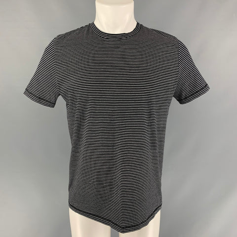 A.P.C. Size M Black & White Striped Cotton Short Sleeve T-shirt