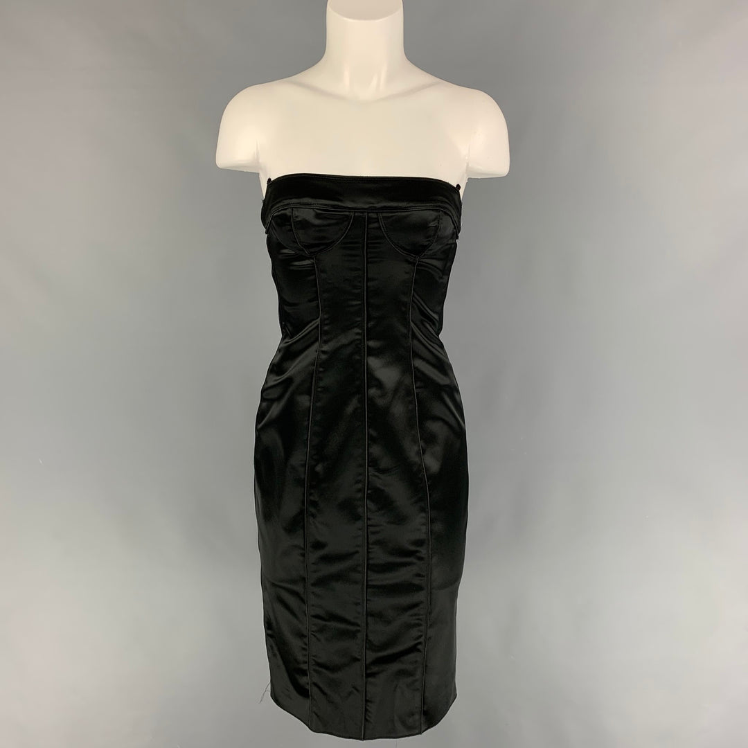 D&G by DOLCE & GABBANA Size 8 Black Acetate Blend Strapless Dress