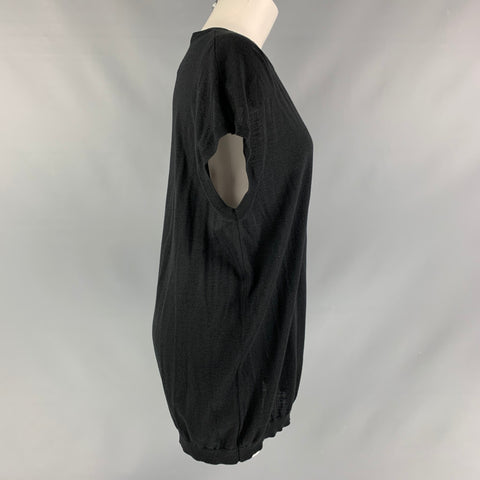 Nº21 Size M Black Knitted Cotton &  Silk Sleeveless Pullover