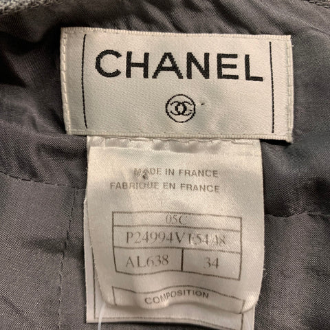 CHANEL Size 2 Grey Linen Cashmere A-Line Skirt