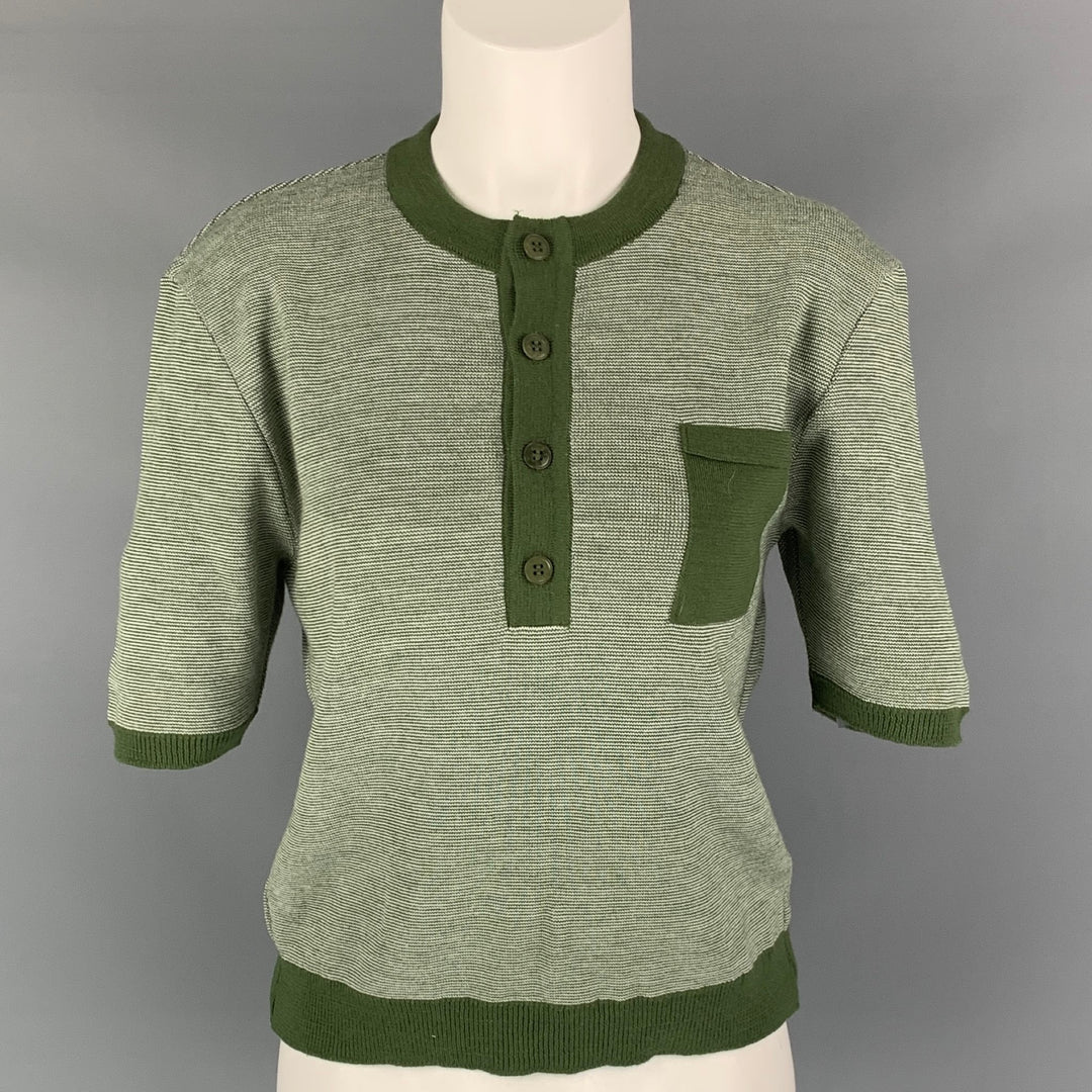 LE MONT ST.MICHEL Size XS Green White Merino Wool  Acrylic Stripe Casual Top