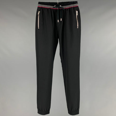GIVENCHY Talla 28 Pantalón deportivo de lana de poliéster Gris Negro