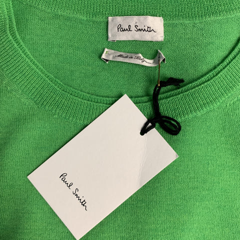 PAUL SMITH Size S Green Merino Wool Crew-Neck Pullover Sweater
