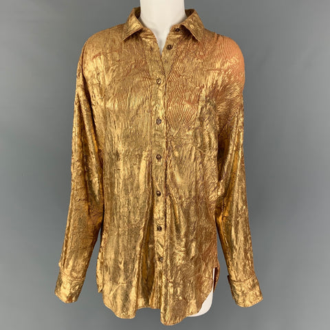 SIES MARJAN Size 2 Gold Not Listed Crackled Button Up Shirt