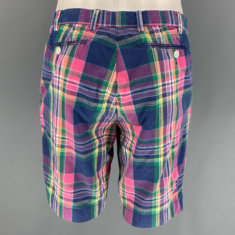 POLO par RALPH LAUREN Taille 32 Short à braguette zippée en coton à carreaux multicolore