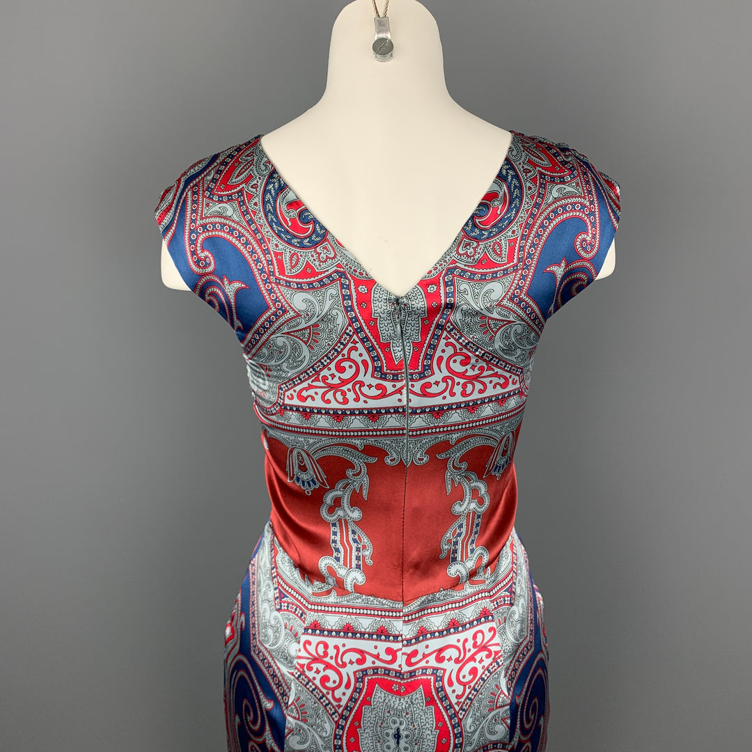 EMPORIO ARMANI Size 2 Multi-Color Satin Handkerchieft Silk Shift Dress