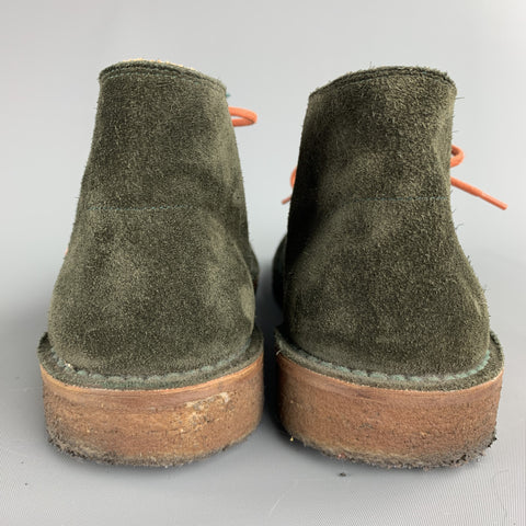 RALPH LAUREN Size 8.5 Forest Green Suede Lace Up Boots