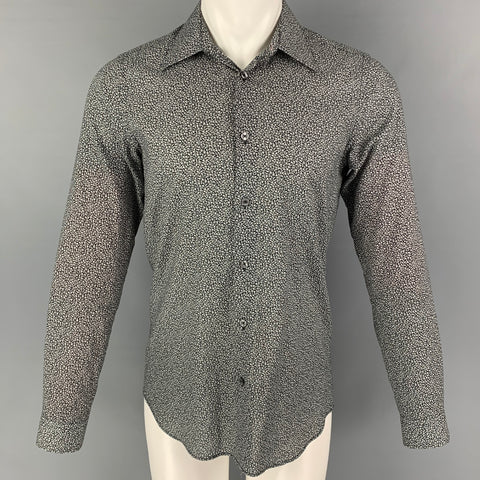 PAUL SMITH Size S Black White Print Cotton Button Up Long Sleeve Shirt