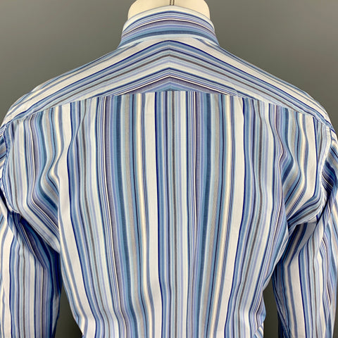 PAUL SMITH Size M Blue Stripe Cotton Long Sleeve Shirt