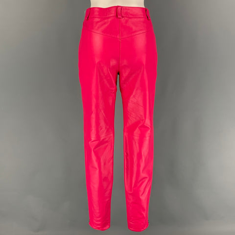 MARCELL VON BERLIN Talla 4 Pantalones cónicos de piel de cordero de cuero negro rosa