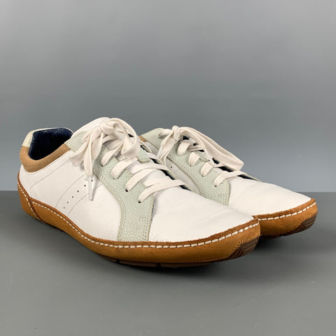 COLE HAAN Size 9.5 White Tan Leather Low Top Sneakers