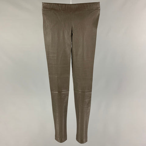 THE ROW Taille XS Vert Olive Peau d’Agneau Leggings à Ceinture Élastique