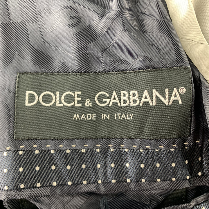 DOLCE & GABBANA Size 36 Navy Dots Silk Peak Lapel Sport Coat