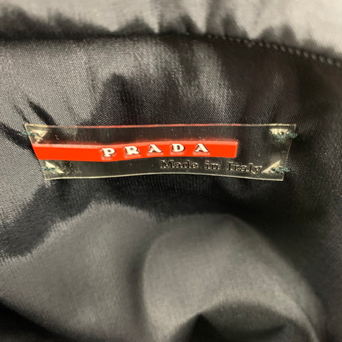 PRADA Size L Black Mixed Fabricd Zip Up Reversible Jacket