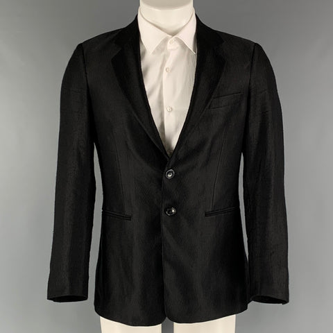 EMPORIO ARMANI Size 38 Black Solid Acetate Wool Notch Lapel Sport Coat