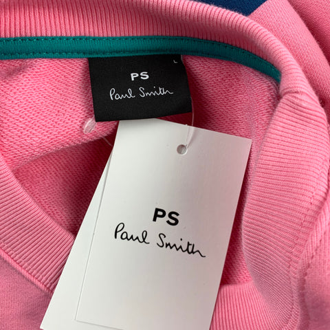 PS by PAUL SMITH Size L Pink Stripe Cotton Crew-Neck Sweatshirt