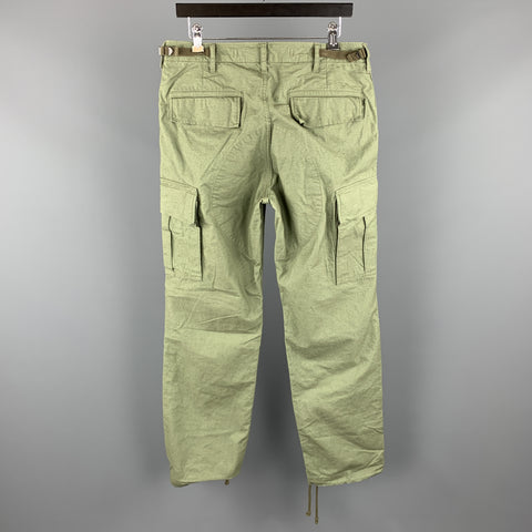 JOURNAL STANDARD Size L Olive Solid Cotton Cargo Casual Pants