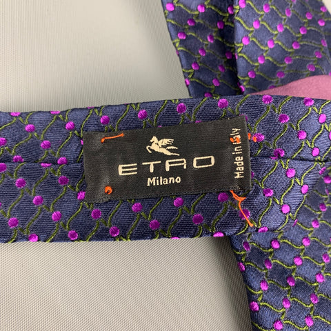 Corbata de seda con lunares azul marino y morado de ETRO