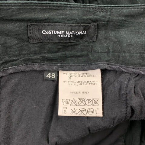 CoSTUME NATIONAL Size 32 Black Wrinkled Cotton / Metal Zip Fly Casual Pants