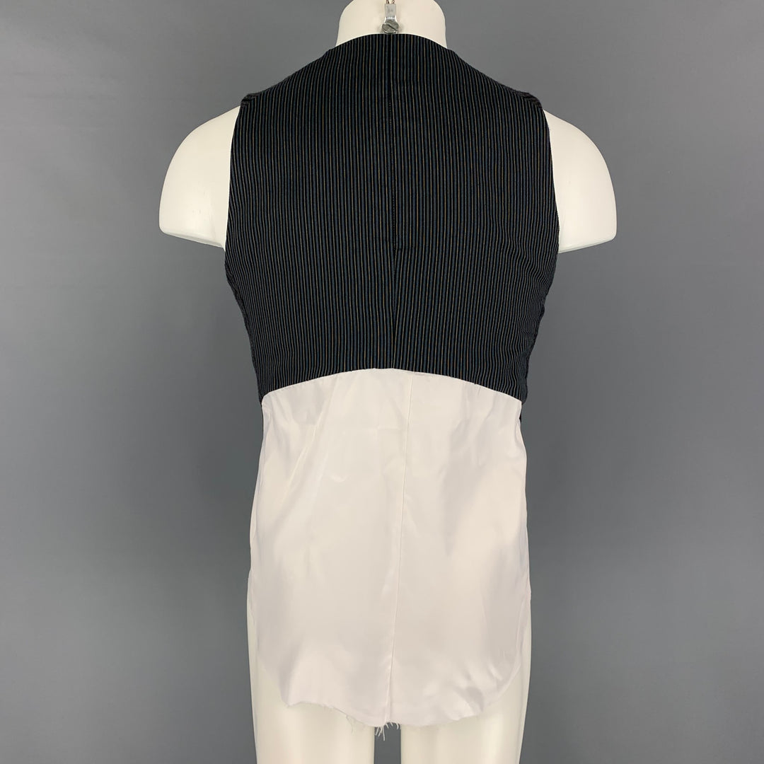GEOFFREY B. SMALL for L'ECLAIREUR Size One Size Grey White Stripe Asymmetrical Vest