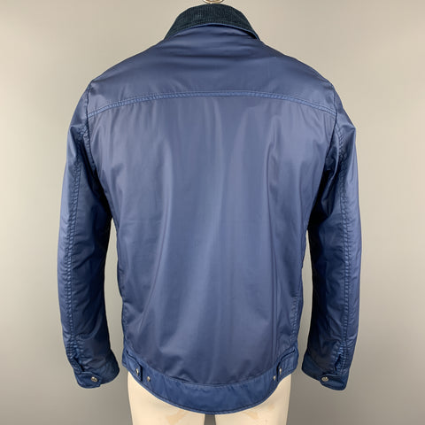 ERMENEGILDO ZEGNA Size 50 Blue Coated Wool Detachable Liner Jacket