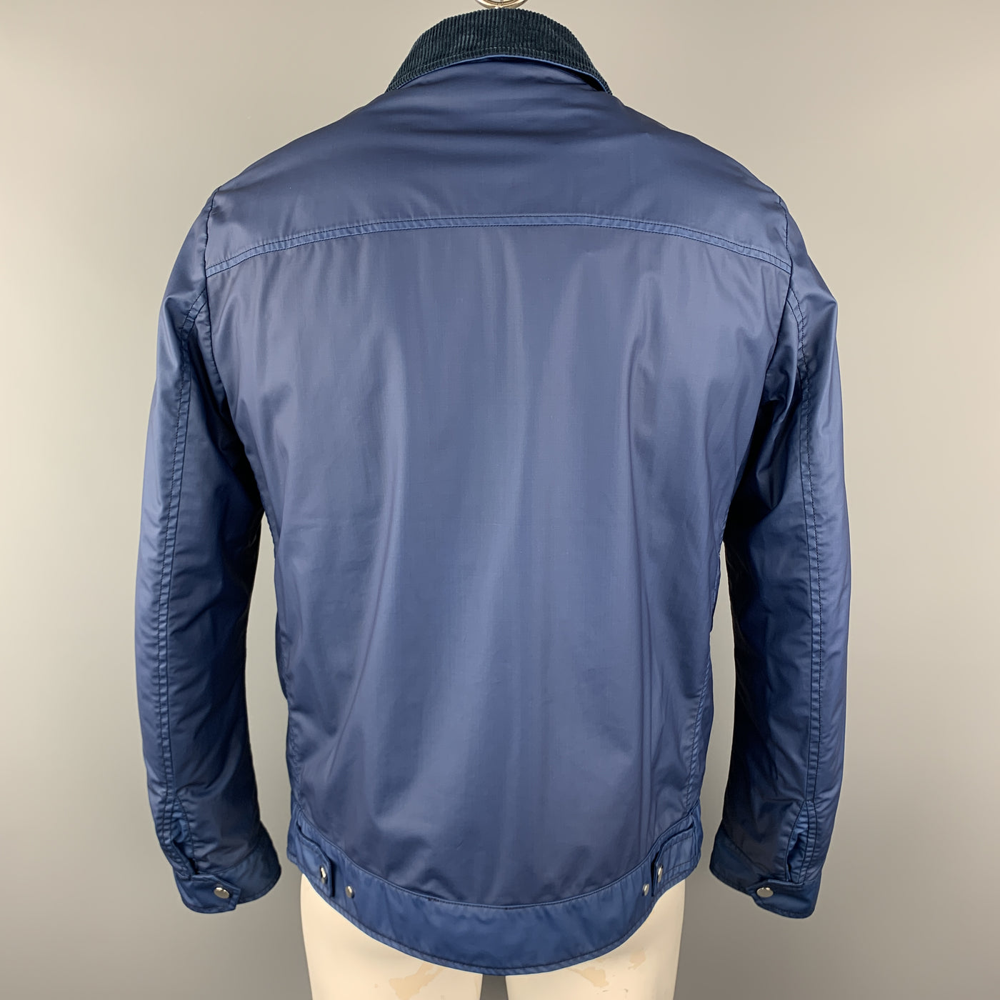 ERMENEGILDO ZEGNA Size 50 Blue Coated Wool Detachable Liner Jacket
